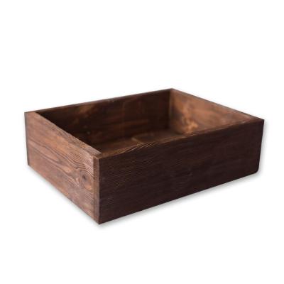 China Water Color Pine Wood Handmade Brown Solid Wooden Boxes Use Large Clothing Home Packing Toy Gift Storage for sale