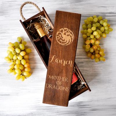 China Cheap New Design Product Handmade Simple Wine Bottle Wine Packaging Cheap Plywood Box Wooden Box With Sliding Lid for sale