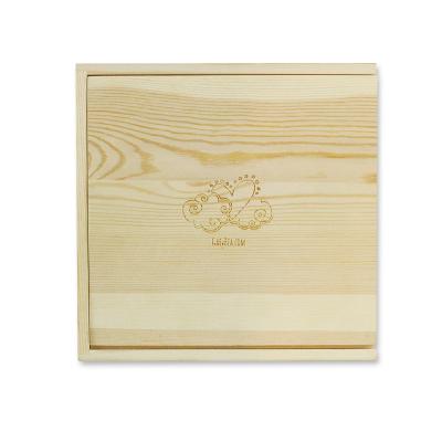 China Handmade Hot Selling Custom Size Wedding Gift Box Wooden Photo Album Photo Box With Sliding Lid for sale