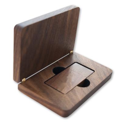 China Custom Handmade Natural Walnut Wood Color Wedding Party Gift Lovely Logo USB Luxury Instant Drive Packaging Box for sale