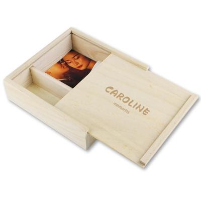 China New Design Handmade Photo Album Boxes Manufacturers Pine USB Box Unfinished Wooden Wood for sale