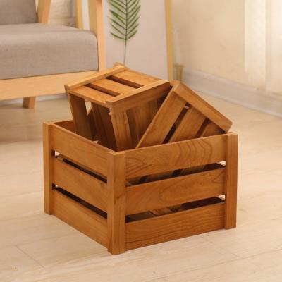 China Hot Solid Wooden Crate Decorative Home Decor Storage Sales Box Napkin Nesting Wooden Crates for sale