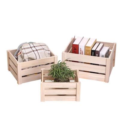 China Solid Box Natural Color Laser Cutting Cheap Logo Fruit Vegetable Storage Farm Home Use Packing Wooden Crate for sale