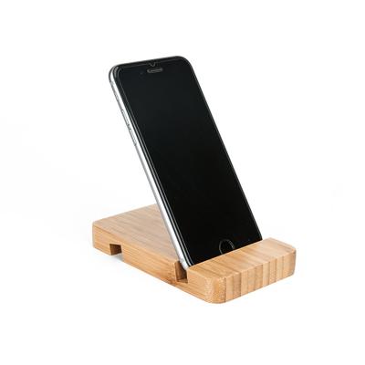 China Vintage Style Bamboo Phone Holder Can Custom Logo For Company Business Gift Mobile Cell Phone Wooden Holder Stand for sale