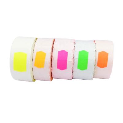 China Romania 2112 hot sale 21*12mm irregular shape label fluorescence price sticker wavy supermarket price tag ANTISTATIC for sale