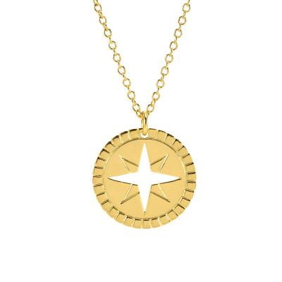 China CLASSIC Wholesale Custom Round Fashion Gold Jewelry Cavity North Star Coin Pendant and Charms Necklace Stock for sale