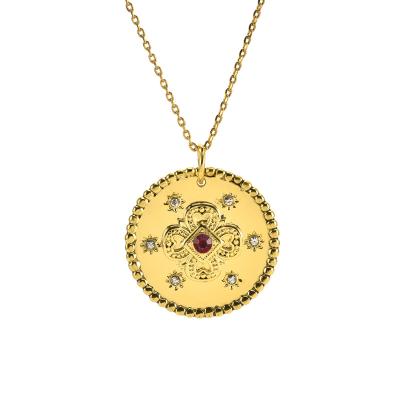 China New Arrival Classic Jewelry CLASSIC Female Gold Plated Flower Disc With CZ Seven Diamonds Pendant Necklace for sale