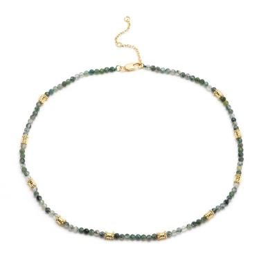 China Statement Jewelry CLASSIC Trendy Gold Plated Aquatic Agate Natural Stone Beads Choker Necklace Popular Bohemian Factory for sale