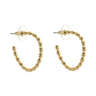 China Fashion Jewelry 18k Gold Plated Beaded Hypoallergenic Wholesale Elegant Ladies Hyperbole Shaped Hoop Earrings For Female for sale