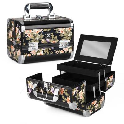 China Waterproof China BSCI Factory Multifunction Beauty Case With Aluminum Cosmetic Mirror Make Up Case for sale