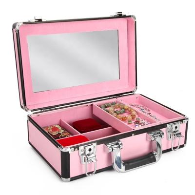 China Wholesale 36X26X13cm Waterproof And Quakeproof Lockable Professional Pink Avon Makeup Mirror Case Makeup Train Case for sale