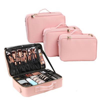 China Waterproof Professional Cosmetics Artist Portable Bag Makeup Organizer Case Travel PU Leather for sale