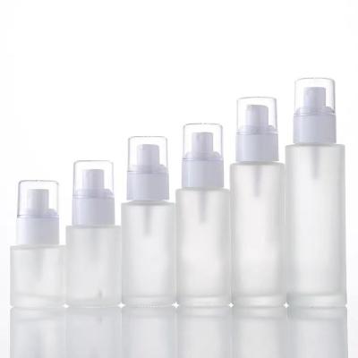 China High Grade Glass Cosmetic Frosting Cosmetic Packing Bottle With Lotion Pump Spray And Dust Cap 20ml 30ml 40ml 50ml 60ml 80ml 100ml for sale