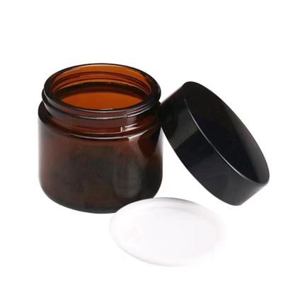 China Cosmetic Cosmetics Jars Clear Amber Candle Face Cream Jars With Metal Lids 4oz Right Side Glass Jars For Bath Salt for sale