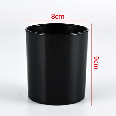 China Personal Care Wholesale Empty Perfume Candle Cups Matte Black Candle Jar With Lid 180ml 200ml 250ml for sale