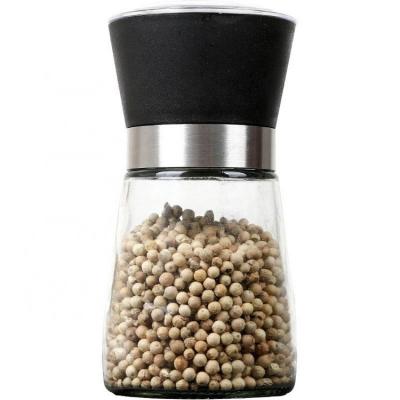 China Amazon Stock Wholesale Food Spice Pepper Grinder Salt and Pepper Grinder Set Clear Bottle With Plastic Grinder Cover for sale