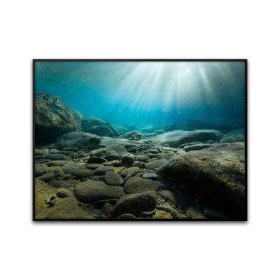 China Herolion Deep Sea Blue Water Immersive 3D Led Light Wall Art Acrylics Seascape Paintings for sale