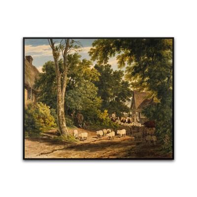 China Led Light Peaceful Wall Art Beautiful Landscape Paintings of Herolion Village 3D for sale