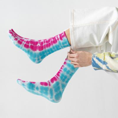 China Breathable Women Fashion Tie Dye Socks Plain Cotton Crew Sport Socks Cute Funny Dress Socks for sale