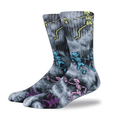 China RTS Fashion Sports Unisex QUICK DRY Tie Dye Knockouts Hip Hop Street Crew Knockouts Thick Graffiti Cotton Cushion Socks for sale