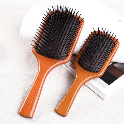 China Logo Engrave Natural Detangling Massage Waterproof Paddle Card Label Bestselling Bamboo Hair Brush High Quality for sale