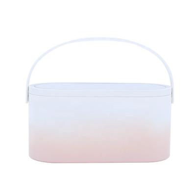 China Fashionable private custom rechargeable led mirror make up storage box integrated folding portable beauty mirror for sale