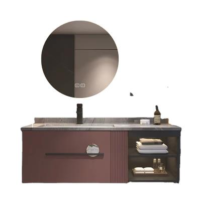 China Traditional Luxury Modern Bathroom Vanity With LED Mirror Wall Mounted Bathroom Cabinet Set for sale