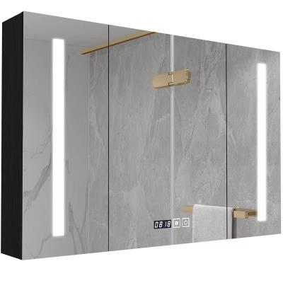 China Modern Bathroom Anti Fog Wall Standing Washroom Cabinets Led Mirror Console Cabinet Medicine Waterproof for sale