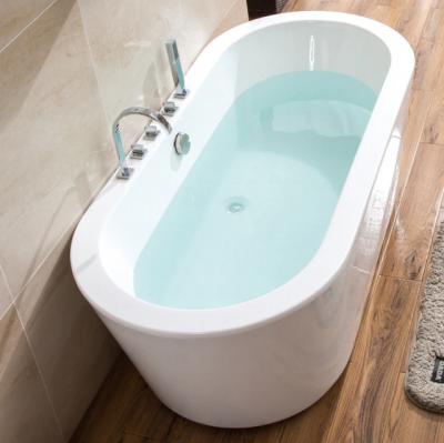 China Freestanding Edge Thick Acrylic Bath Tub Freestanding White With Faucet for sale