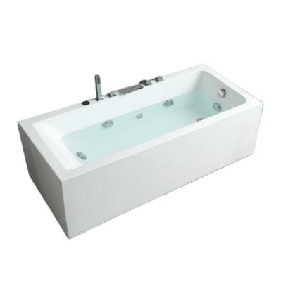 China Freestanding Rectangular Acrylic Freestanding Bathtub Waterfall Whirlpool Massage Indoor Soaking Tub for sale