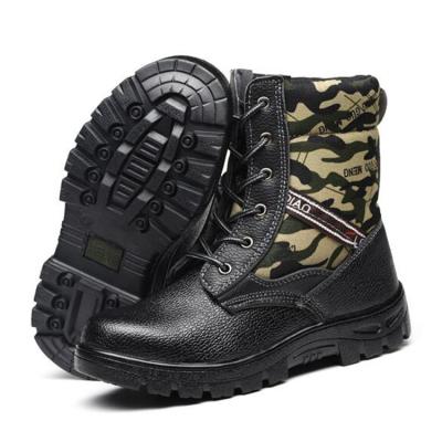 China Winter Steel Camouflage Anti-smash In Stock High Toe And Plate Ankle Safety Shoes Men Work Boots for sale