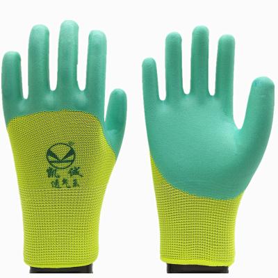 China Durable Wholesale Latex Dipped Non-slip Gloves Safety Work Breathable Wear Resistant Gloves for sale