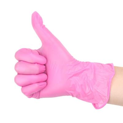 China Hot Sale Pink Disposable Nitrile Gloves Anti-fouling Protective Food Grade Synthetic Anti-oil Work Gloves for sale