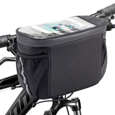 China Durable Bicycle Bag Handlebar With Rain Cover PVC Mobile Phone Front Frame Bag Waterproof Bike Bags for sale