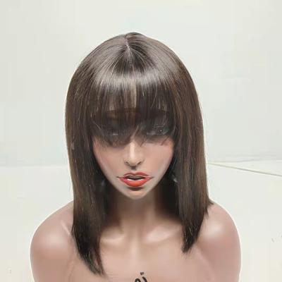 China Transparent Lace Front Wigs With Bangs Wholesale Swiss Lace Peruvian Hair for sale