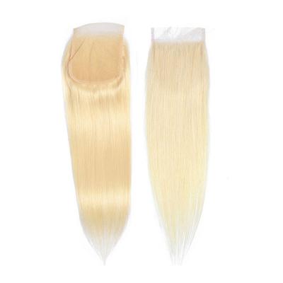 China Free Sample Straight Blonde 4x4 Straight Single Dispenser Hair Closure 613 for sale