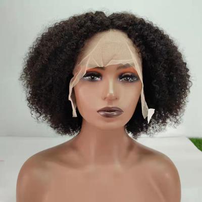 China Afro Curly Short Curly Sheer Lace Frontal Hair Wigs for sale