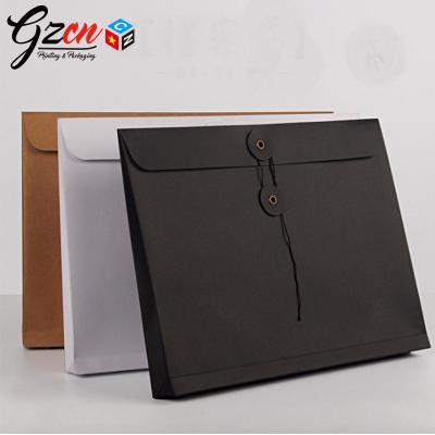 China High Quality Custom Business Envelope White And Black Made With Luxury String Document Envelope for sale