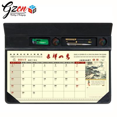 China Wholesale Custom Printed Desktop Deskpad With Pen Holder Table Advent Planner Monthly Calendar for sale