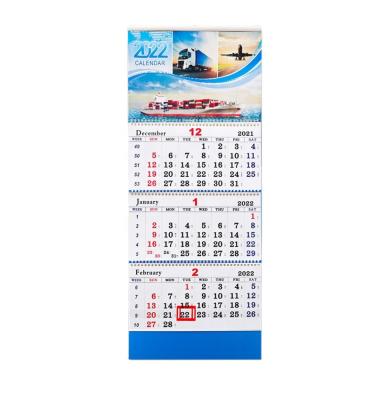 China Wall Planner Calendar 2022 Three Times English Mailing Wall Calendar With Hanger for sale