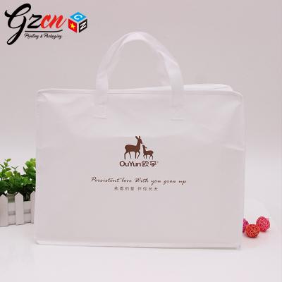 China Customized Handled Comforter Cover With Zipper And Handle Logo Printing White Cloth Tote Bag for sale