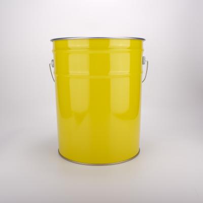 China Stocked Metal 20L Gold Printed Pail For Chemical Dimensions Of 20L for sale