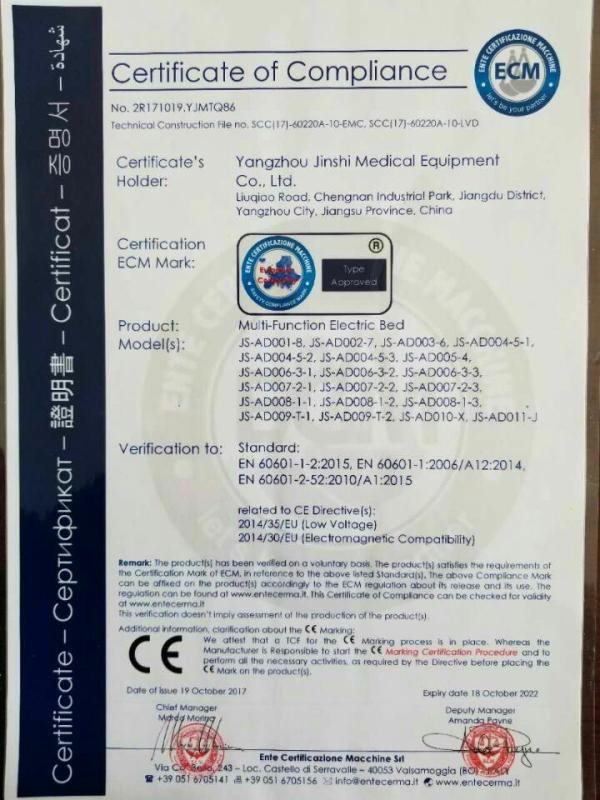 CE - Yangzhou Jinshi Medical Equipment Co., Ltd.