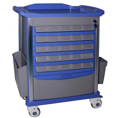 China Modern Plastic Medical Trolley / Medicine Trolley With Compartment Drawer , Wheels for sale