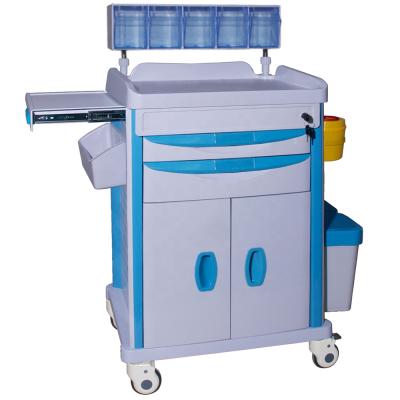 China Modern Medical Anesthesia Emergency Trolley Medical Anesthesia Trolley ABS Hospital Trolley With Casters for sale