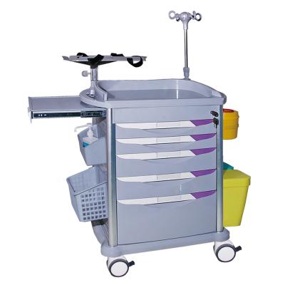 China Modern ABS Crash Cart Medical Hospital Ward Nursing Emergency Treatment Cart with Drawers for Sale for sale