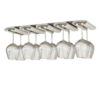 China Viable Metal Bar Rack Wine Stemware Glass Bottle Goblet Inverted Hanging Rack Metal Wine Cup Holder for sale