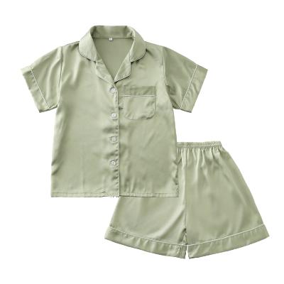 China Cheap QUICK DRY sage green kids pajamas satin pajamas sleepwear for child silk pajamas for sale