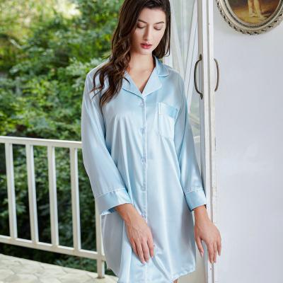 China 2021 HOT Selling QUICK DRY Women's Sleepwear Long Sleeve Wedding Shirt Dress Sleep Shirt for sale