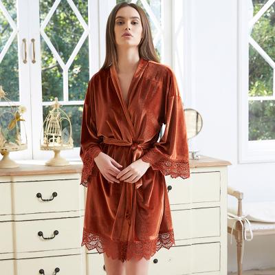 China QUICK DRY Velvet Sleepwear Long Robes Attract Long Bridesmaid Robes Night Wear Fashion for sale